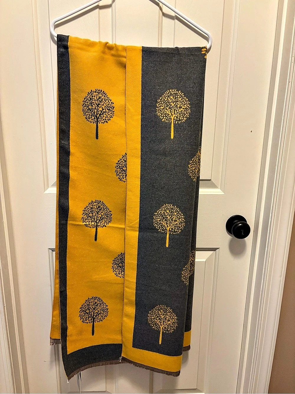 Heritage Tree of Life Reversible Scarf Yellow & Gray NWT